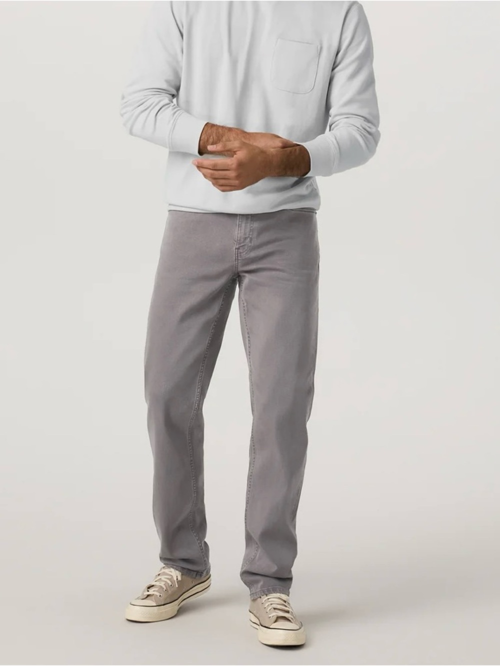 Vuori Men’s Benton Stretch Twill Pant Classic Fit 30” Bottoms 5-Pocket Grey